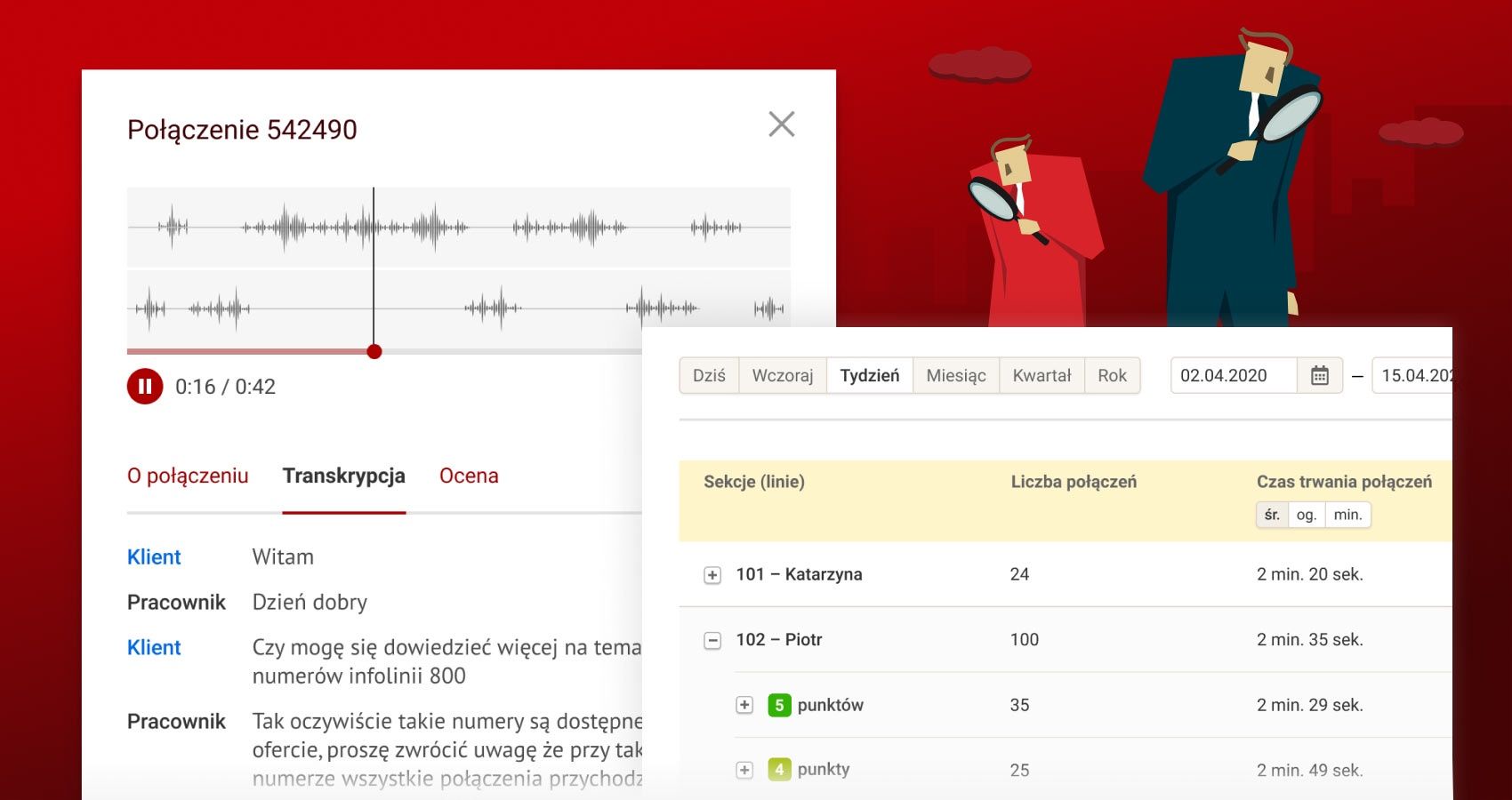 panel obsługi infolinii