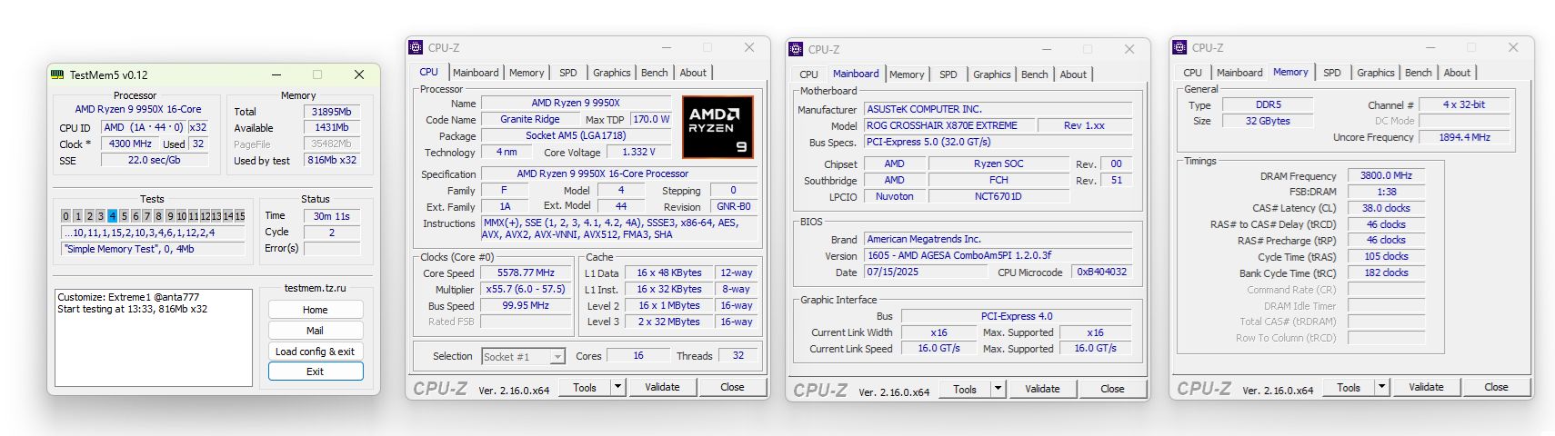 ASUS ROG Crosshair X870E Extreme - pamięć DDR5-7600