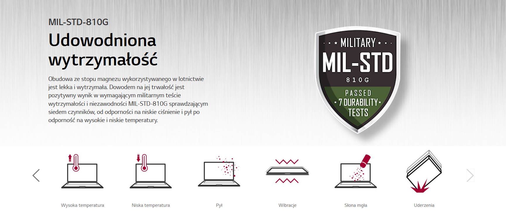 LG gram 2w1 - certyfikat militarny wytrzymałości