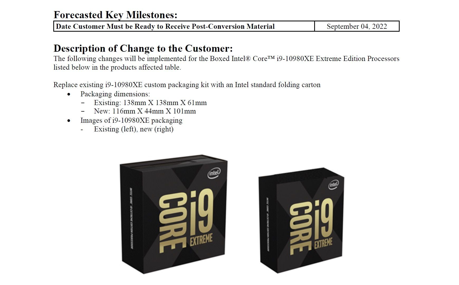 Intel Core i9-10980XE - zmiana opakowania