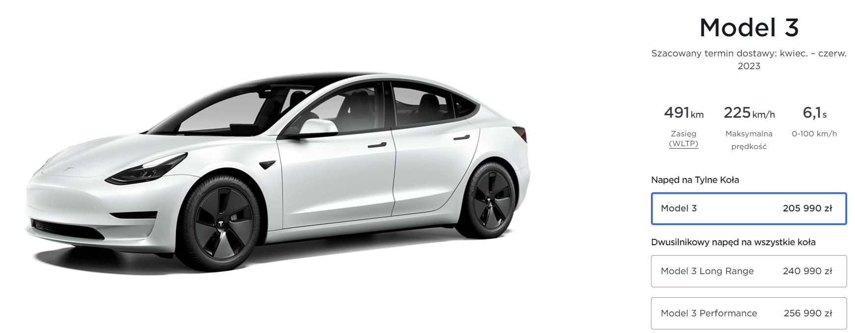 Tesla Model 3 cena