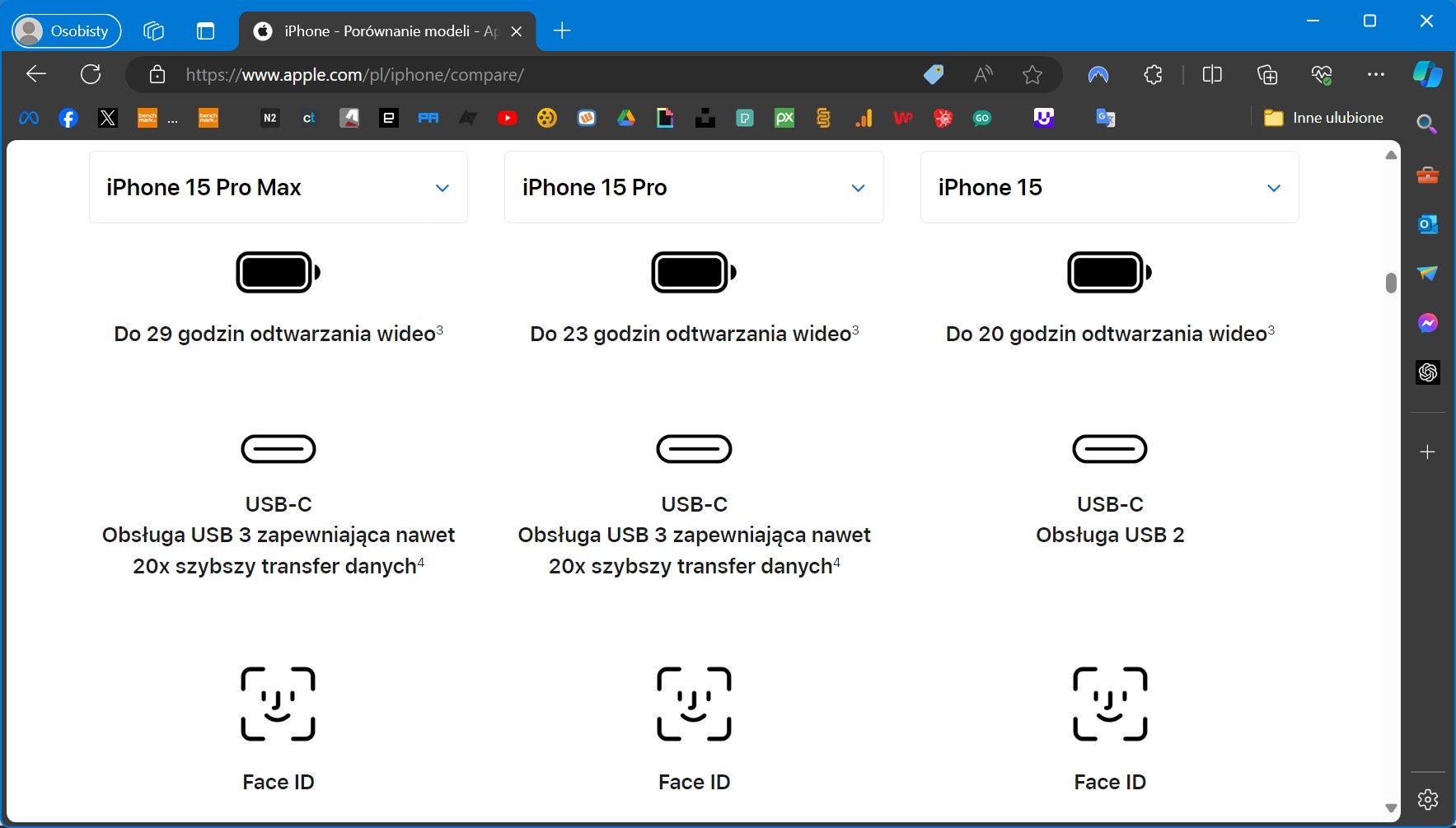 Apple pozwala porównać tylko niektóre parametry iPhone