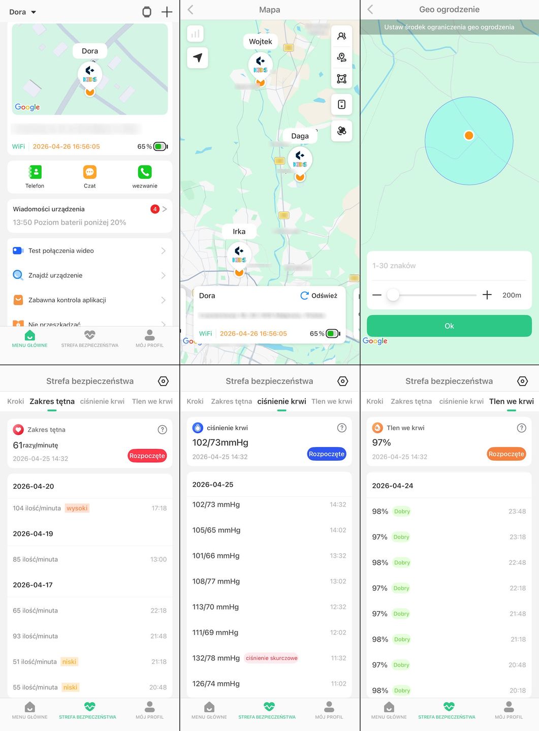 Garett Kids ESSA 2 AI 4G - aplikacja Garett Tracker - nadzór biometryczny i GPS