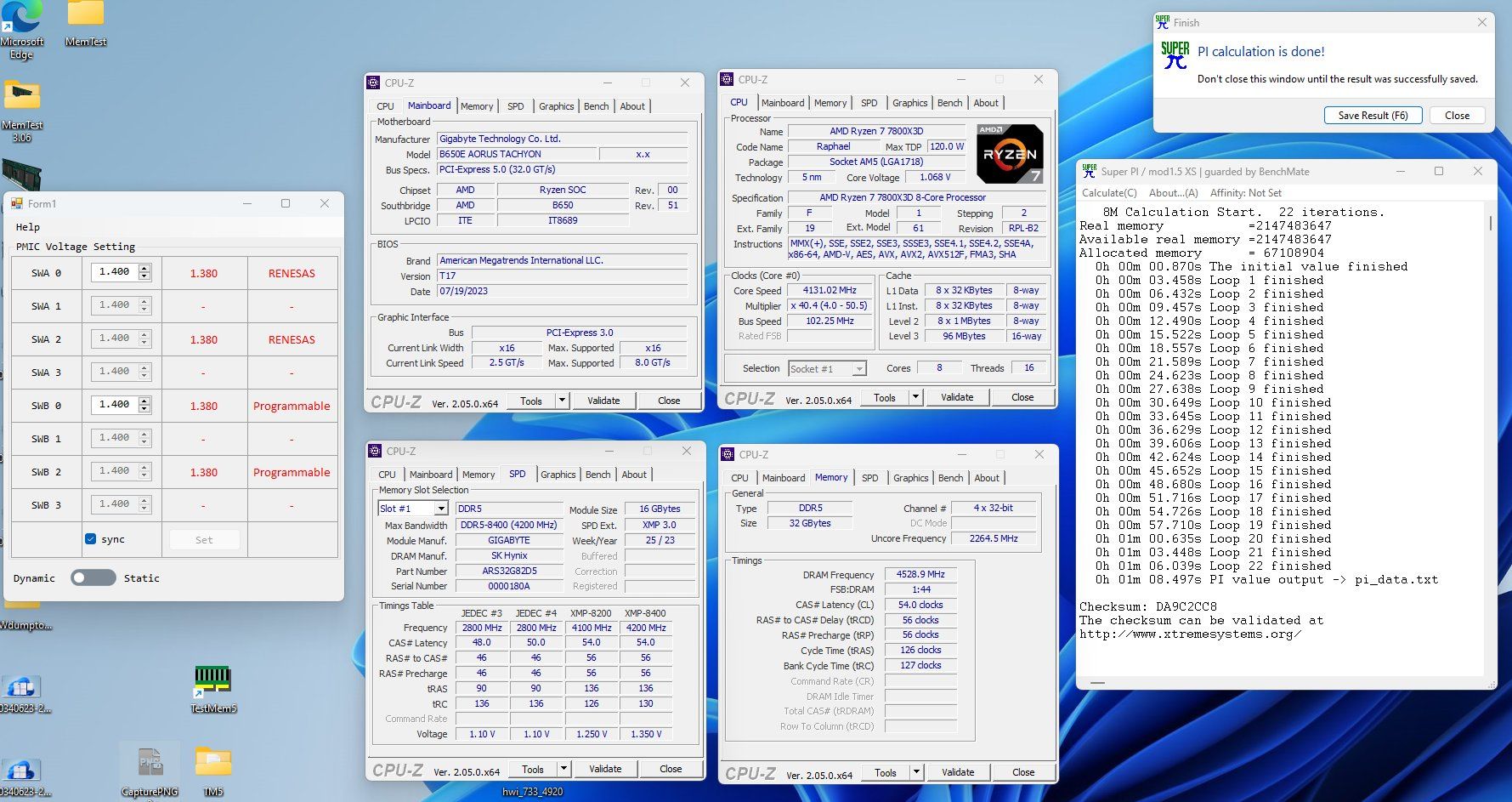Gigabyte X650E Aorus Tachyon - pamięci DDR5 9052 MHz
