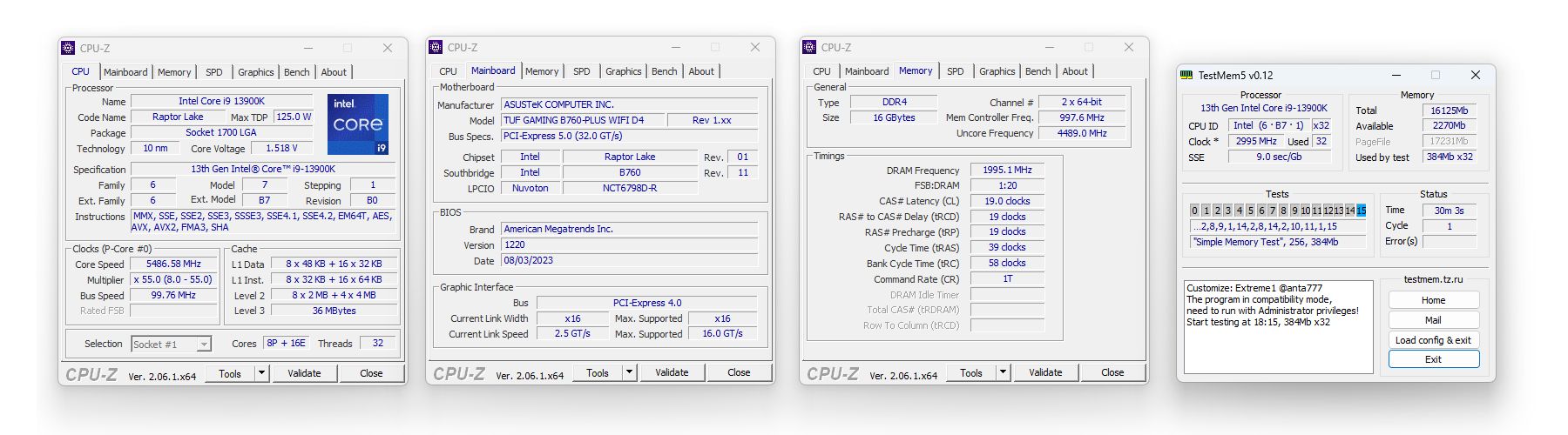 ASUS TUF Gaming B760-PLUS WIFI D4 - podkręcanie pamięci DDR4 RAM