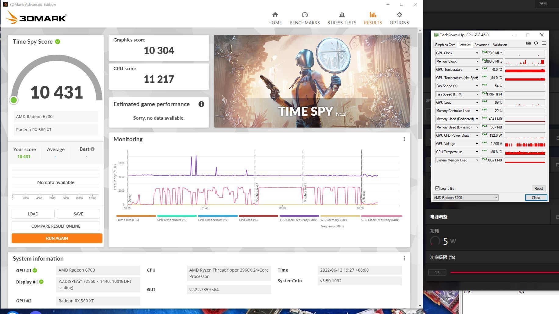 Sapphire Radeon RX 6700 - wyniki wydajności 3DMark Time Spy
