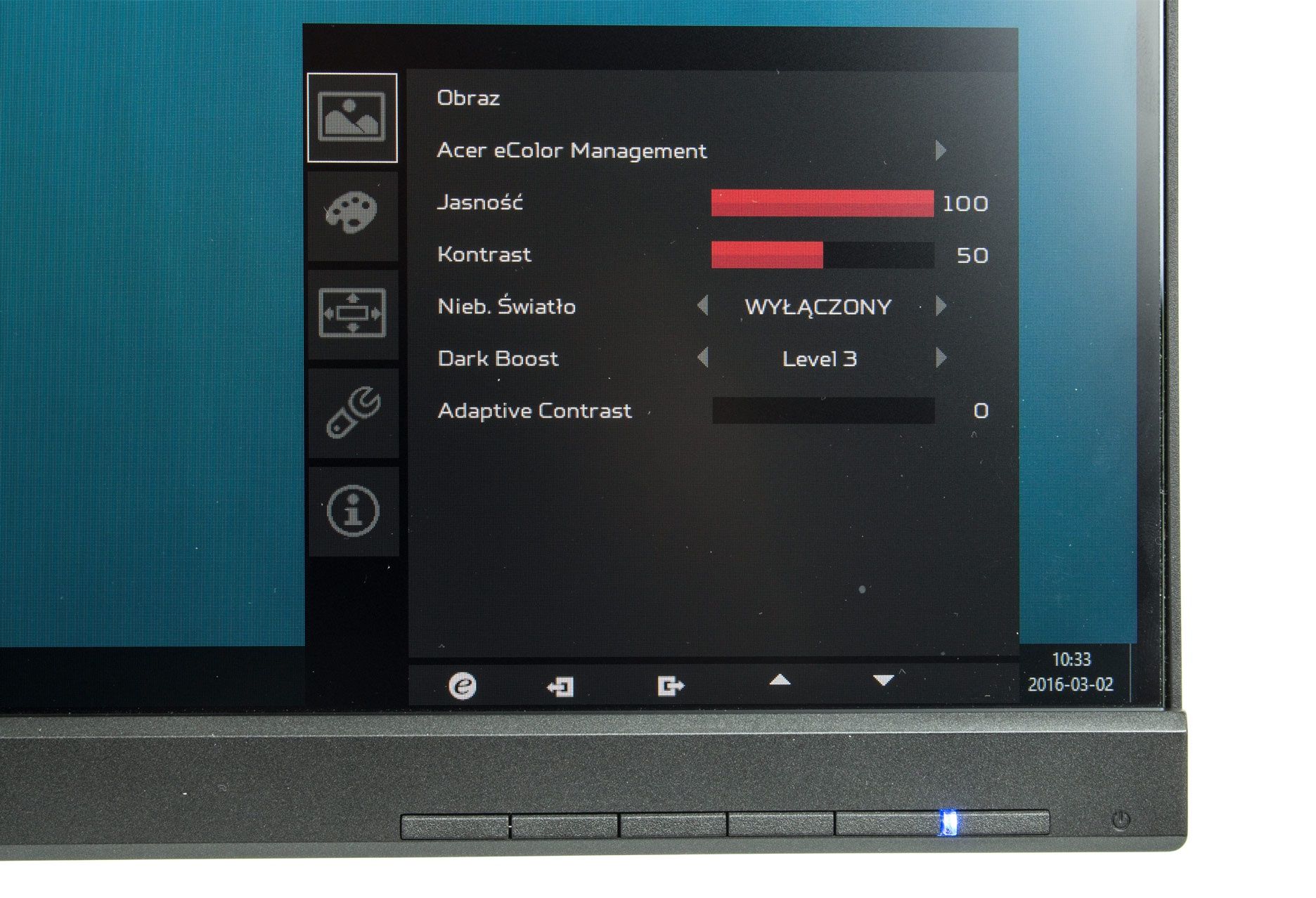 Acer Predator XB271HUbmiprz menu OSD