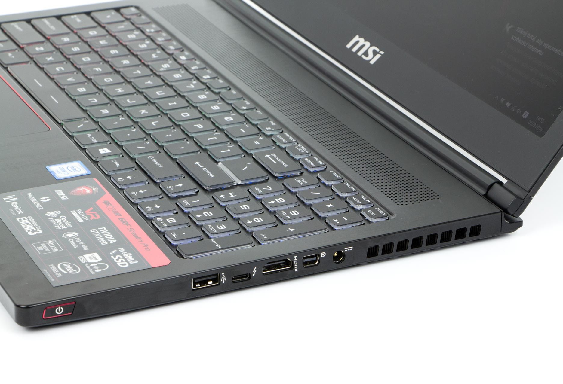 MSI GS63VR 6RF-012PL prawy bok