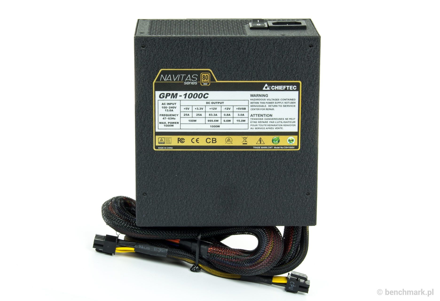 Chieftec Navitas GPM-1000C zasilacz - tabliczka znamionowa