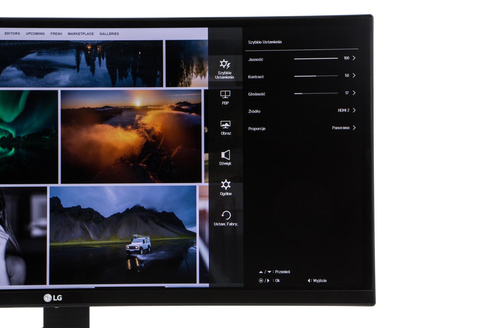 LG 29UC88-B menu główne