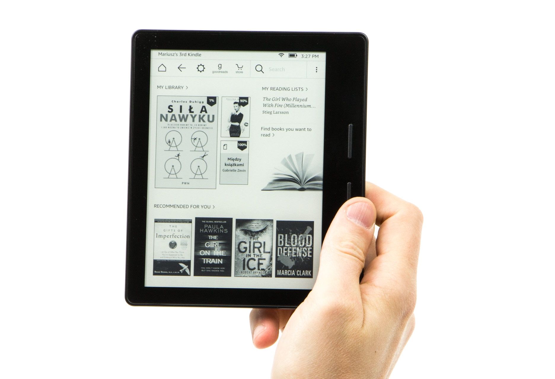 Kindle Oasis w prawej ręce