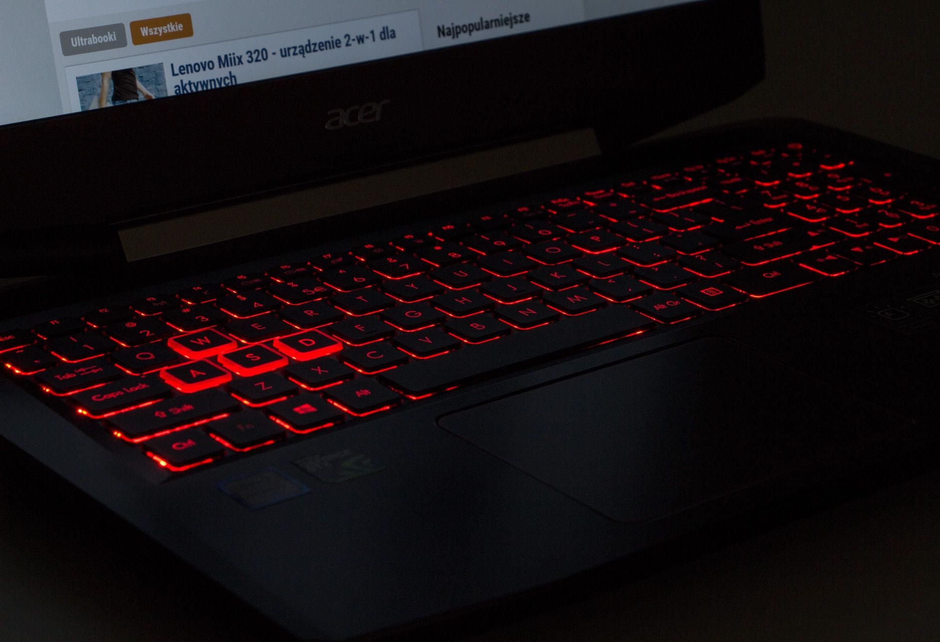Acer Aspire VX 15 podświetlenie klawiatury