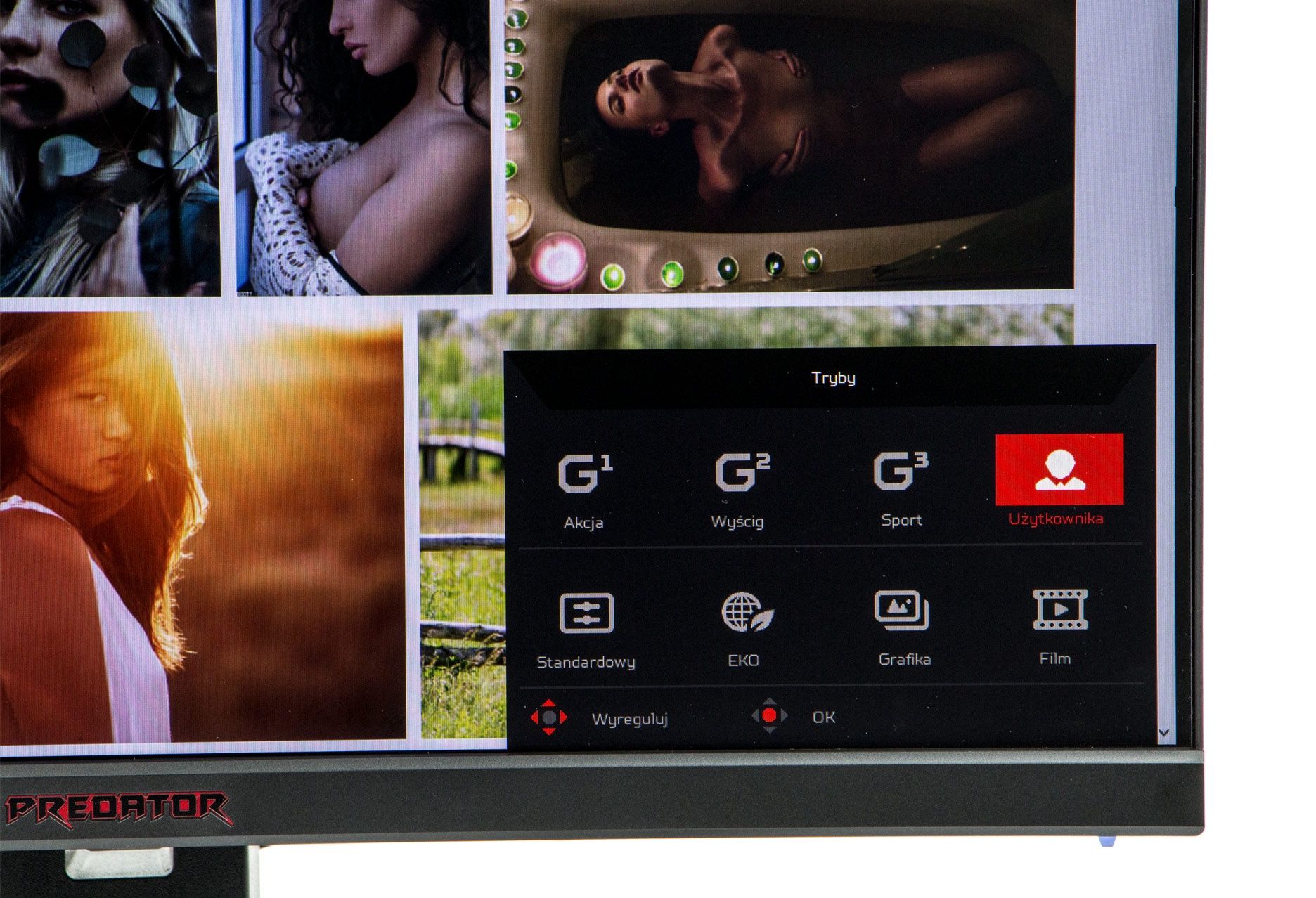 Acer Predator XB252Q menu tryby obrazu