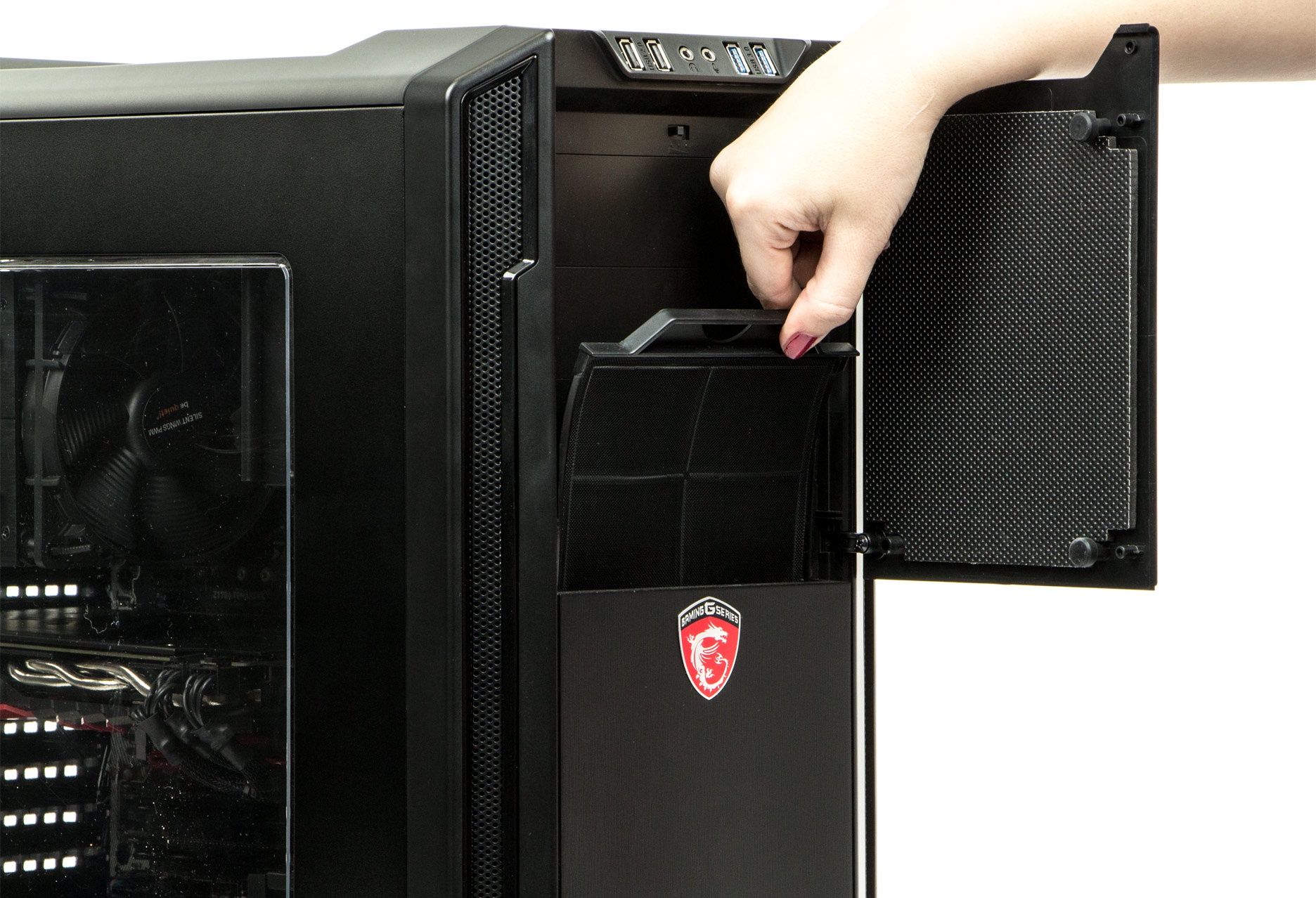 MSI Optimus - łatwy do wyciągnięcia filtr przeciwkurzowy