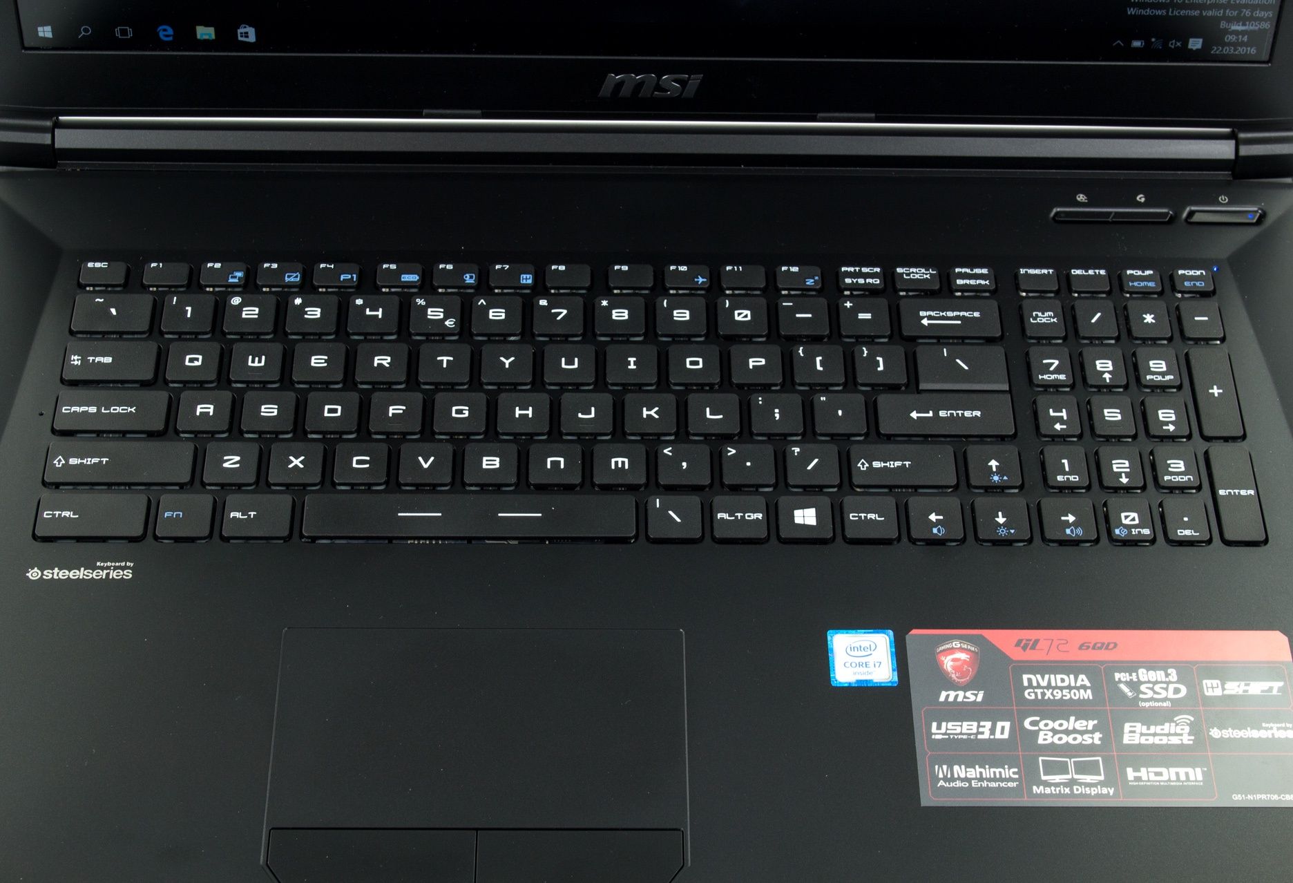 MSI GL72 6QD-039XPL klawiatura