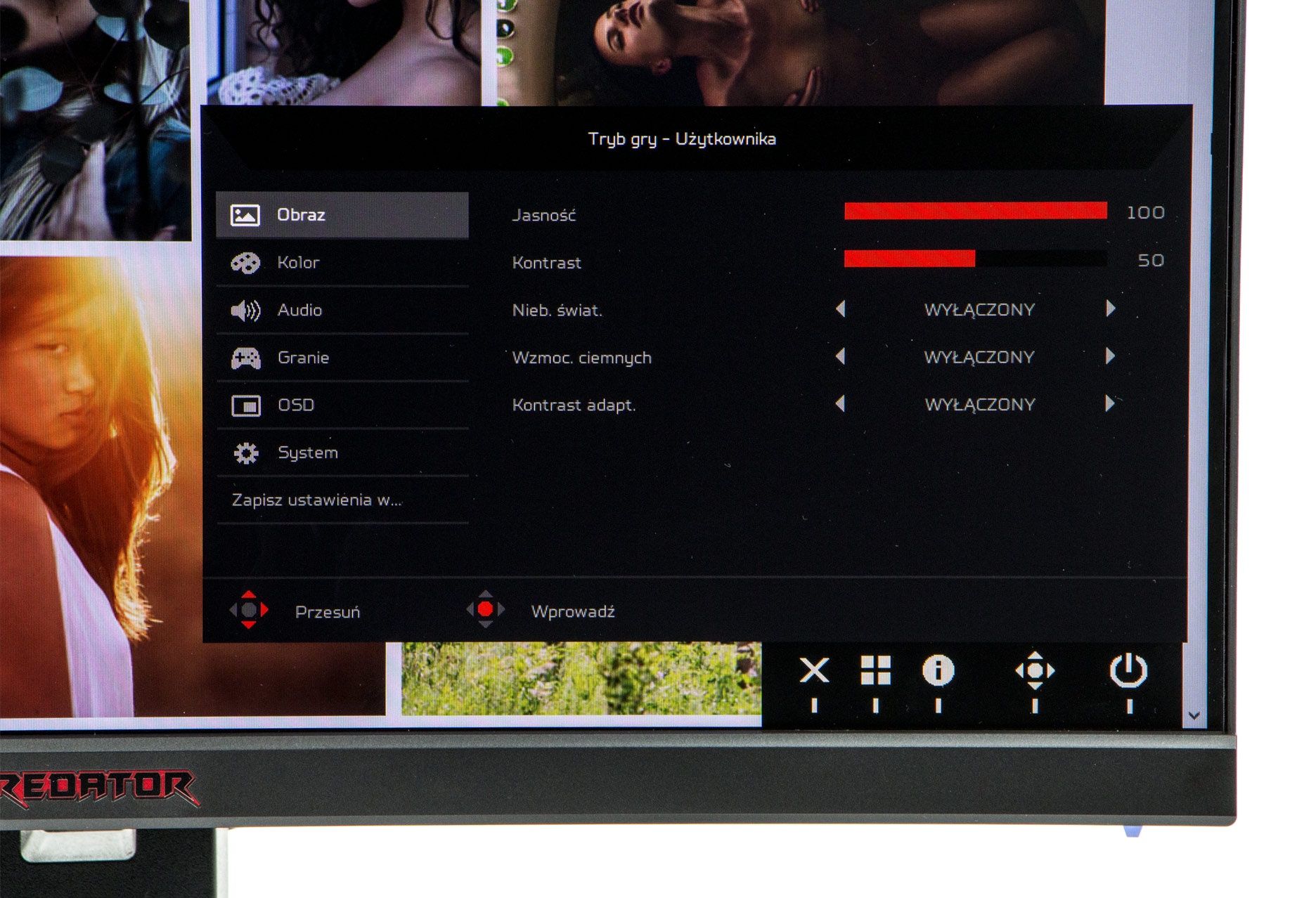Acer Predator XB252Q menu OSD