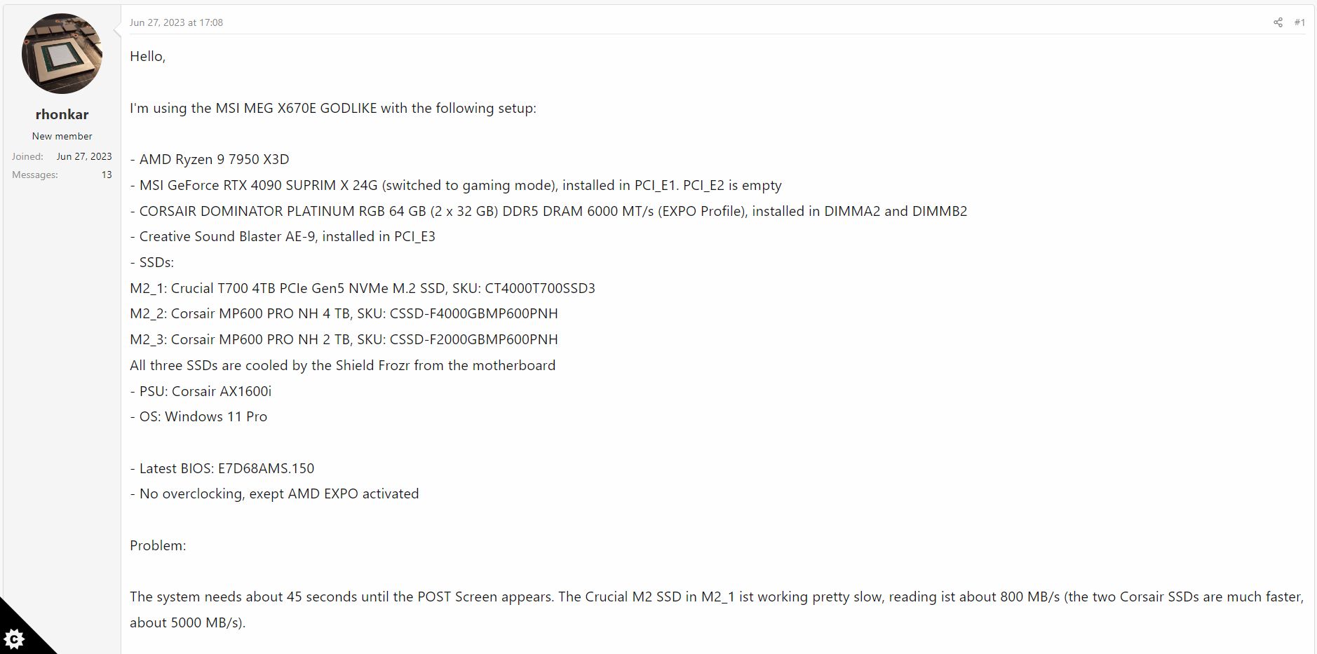Problem z dyskiem SSD Crucial T700