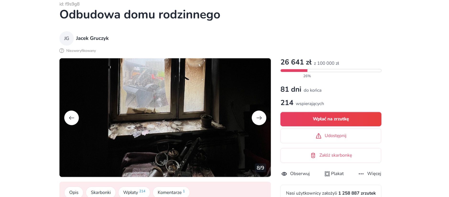 Pomóżmy rodzinie odbudować dom 