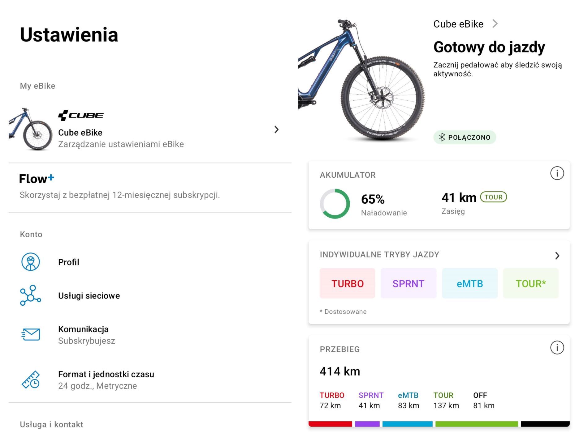 eBike - ustawienia