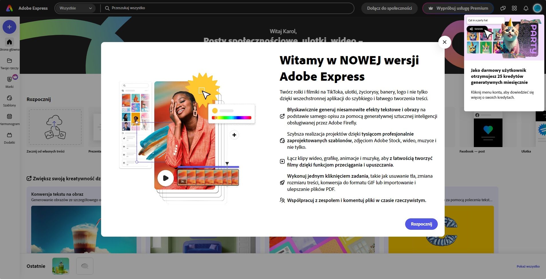 Nowe Adobe Express