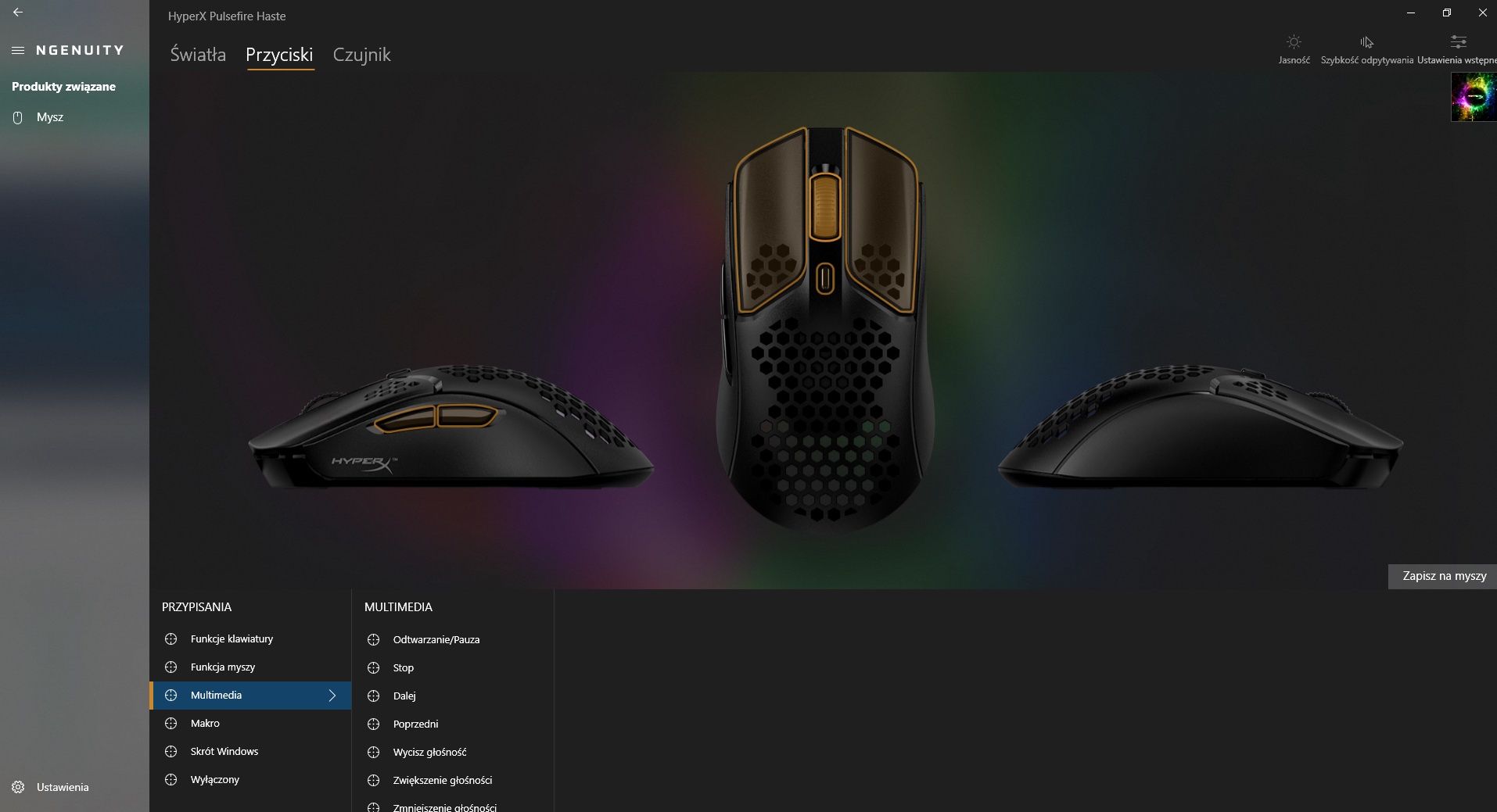 HyperX Pulsefire Haste - przypisywanie innych funkcji przyciskom
