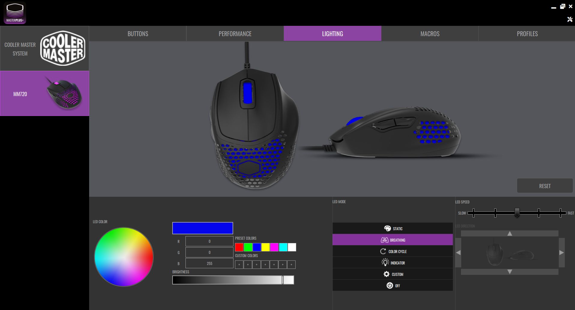 MasterPlus ustawienia RGB