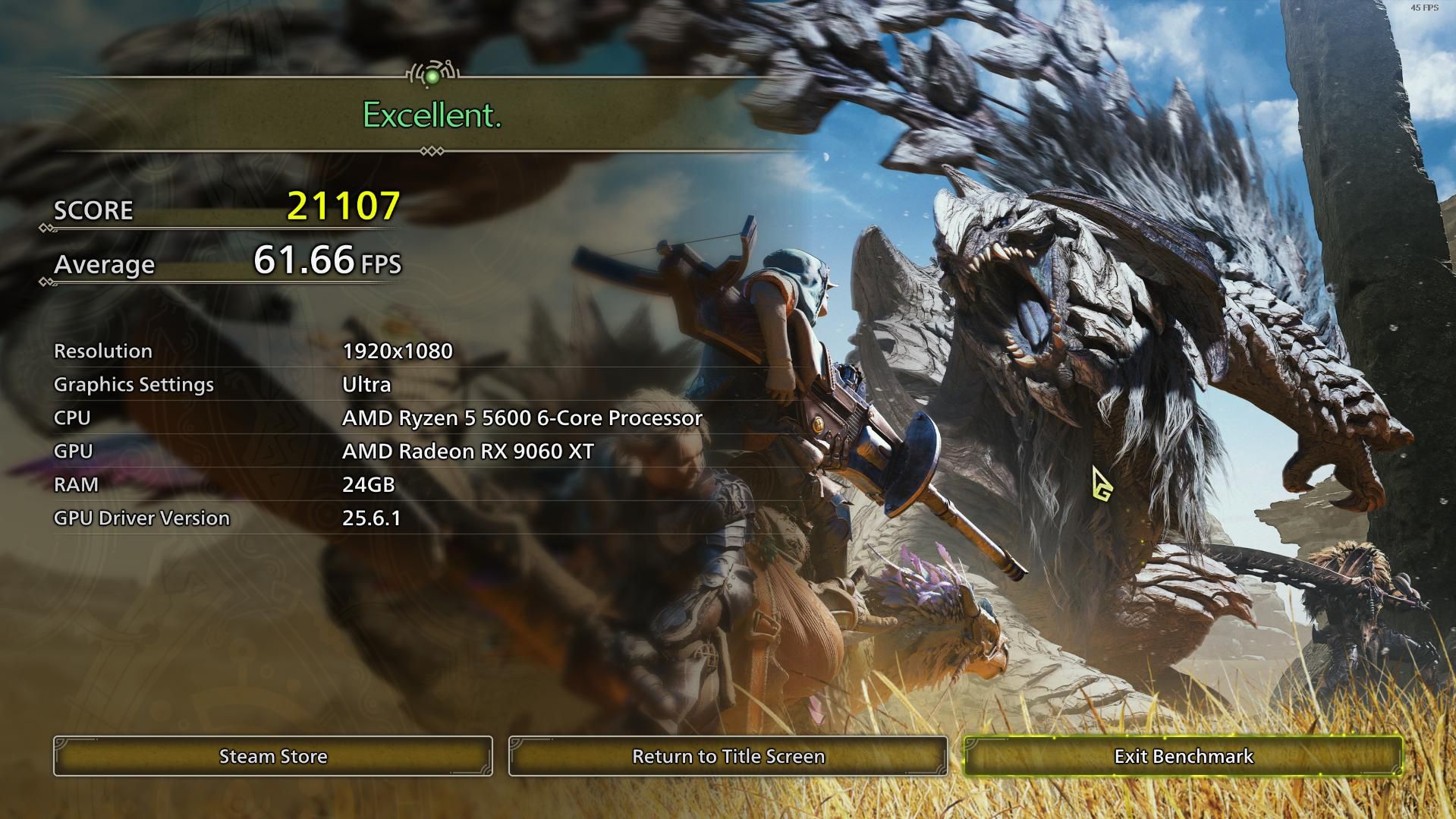 Radeon RX 9060 XT - Monster Hunter Wilds