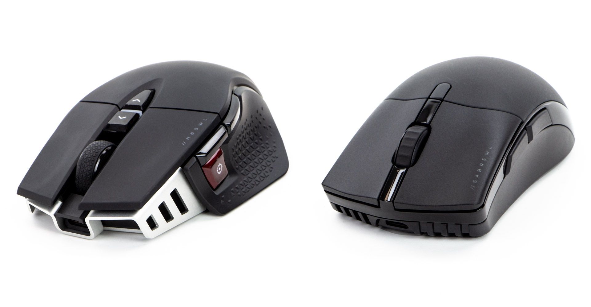 Corsair R65 RGB Ultra Wireless vs Corsair Sabre RGB Pro Wireless - widok z przodu