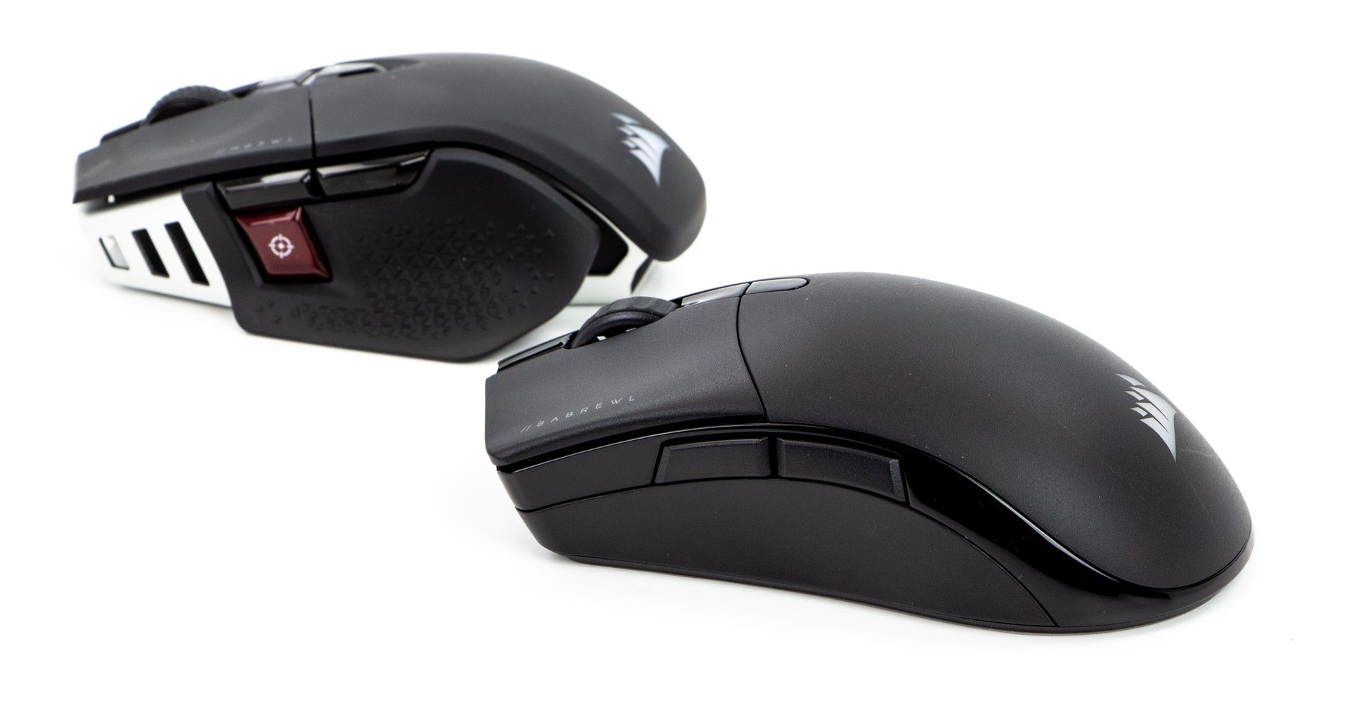 Corsair M65 RGB Ultra Wireless vs Corsair Sabre RGB Pro Wireless - widok lewego boku