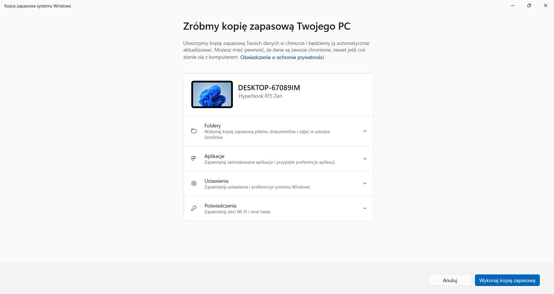 Windows 11 - kopia zapasowa