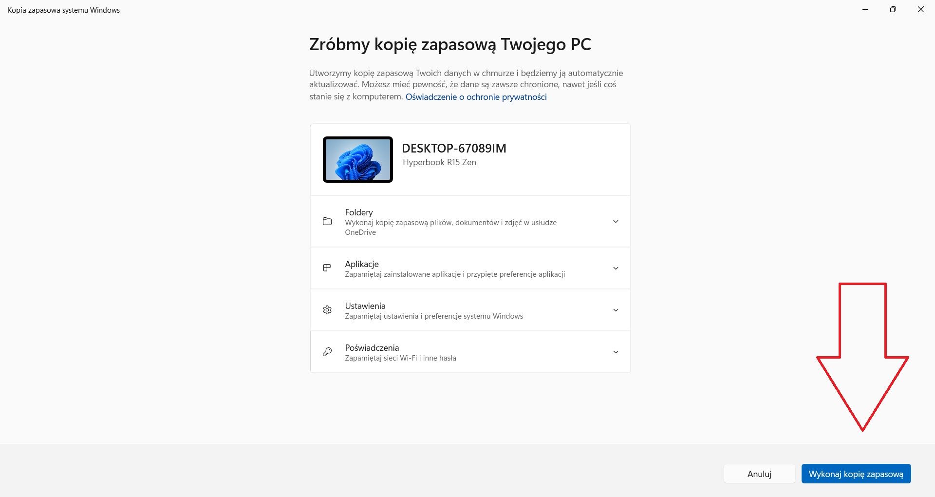Windows 11 - kopia zapasowa
