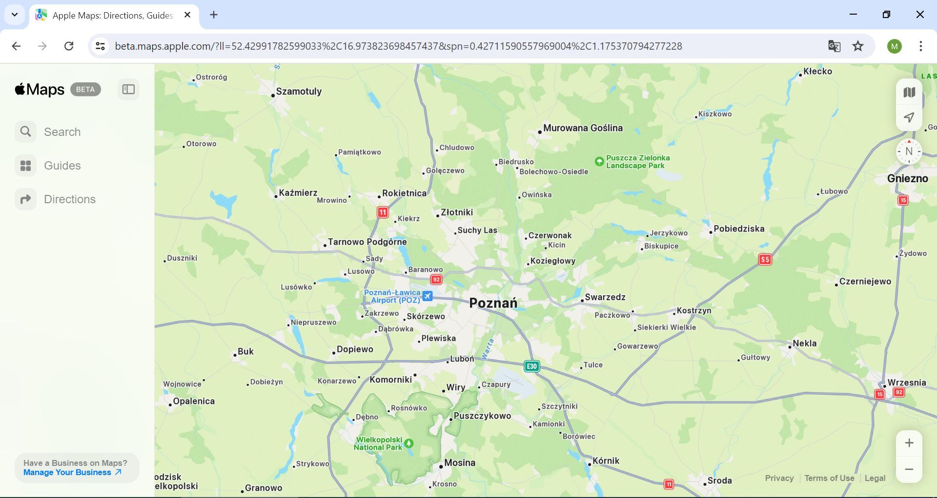 Apple maps - Poznań