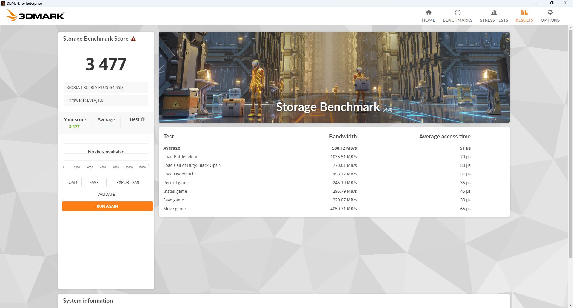 Kioxia Exceria Plus G4 2 TB - 3DMark Storage Test