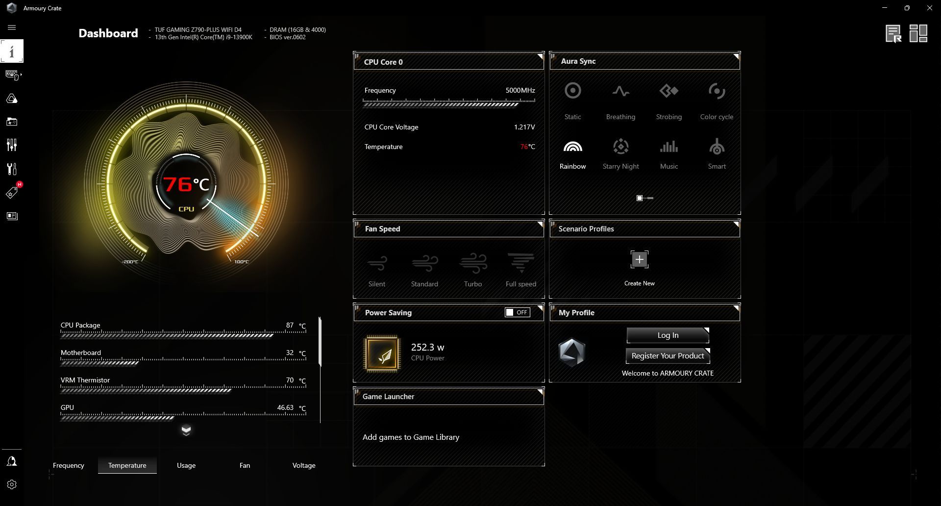 ASUS TUF Gaming Z790 PLUS WIFI D4 - temperatura sekcji zasilania