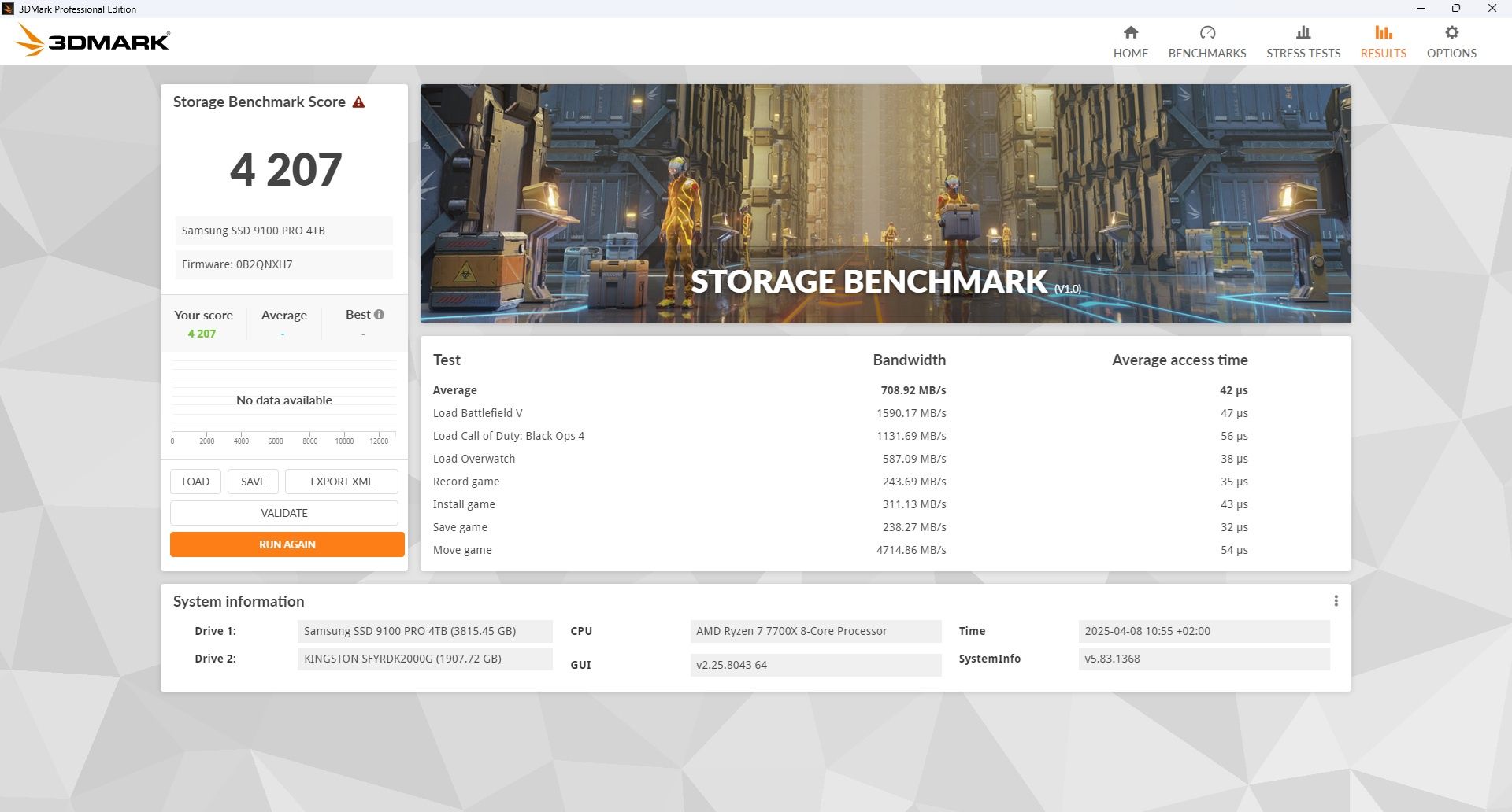 Samsung 9100 PRO 4 TB - 3DMark Storage Test
