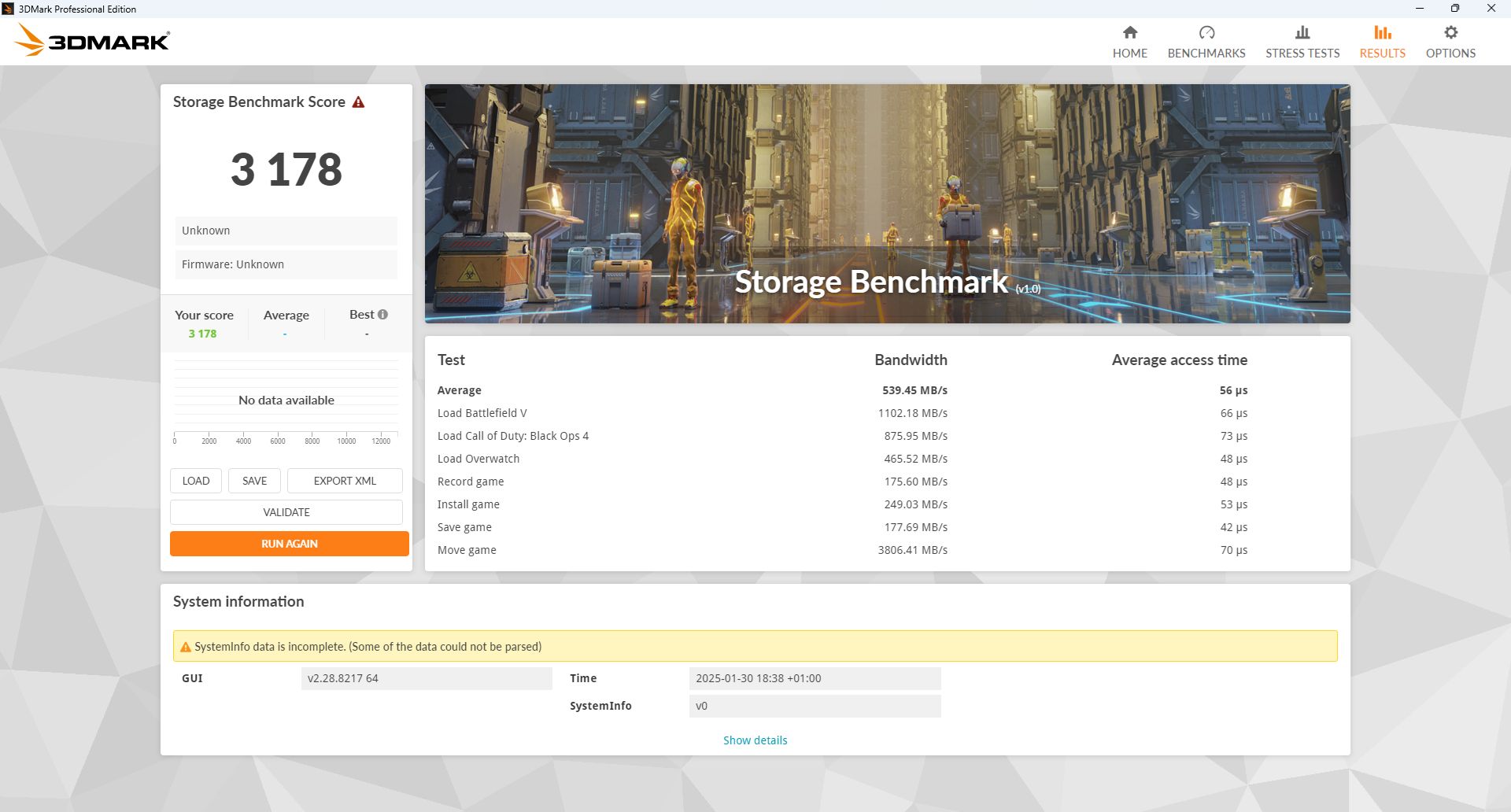Goodram IRDM Pro Gen 5 2 TB - 3DMark Storage Test