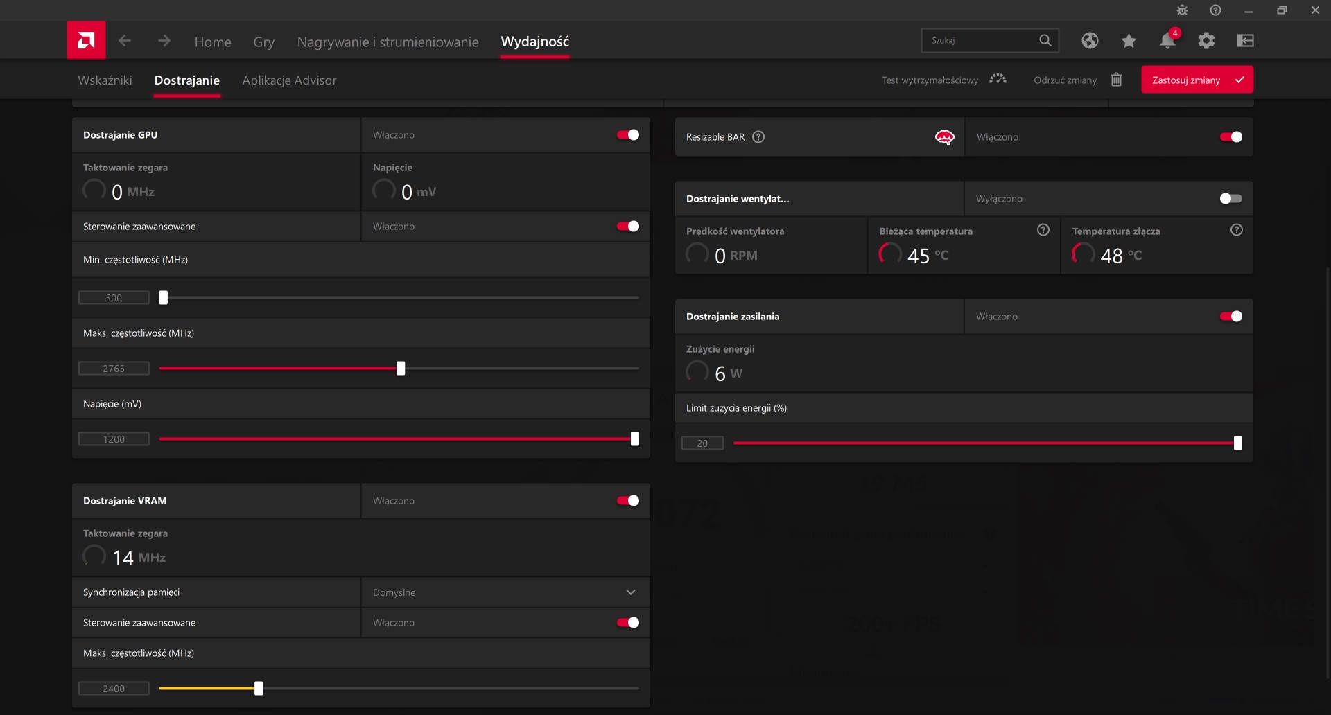 Gigabyte Radeon RX 6950 XT Gaming OC - maksymalne oc