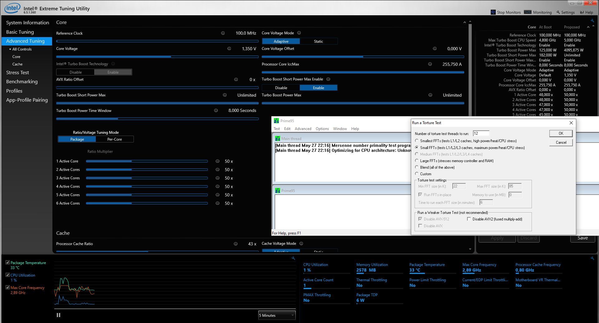 Prime95 i Intel XTU