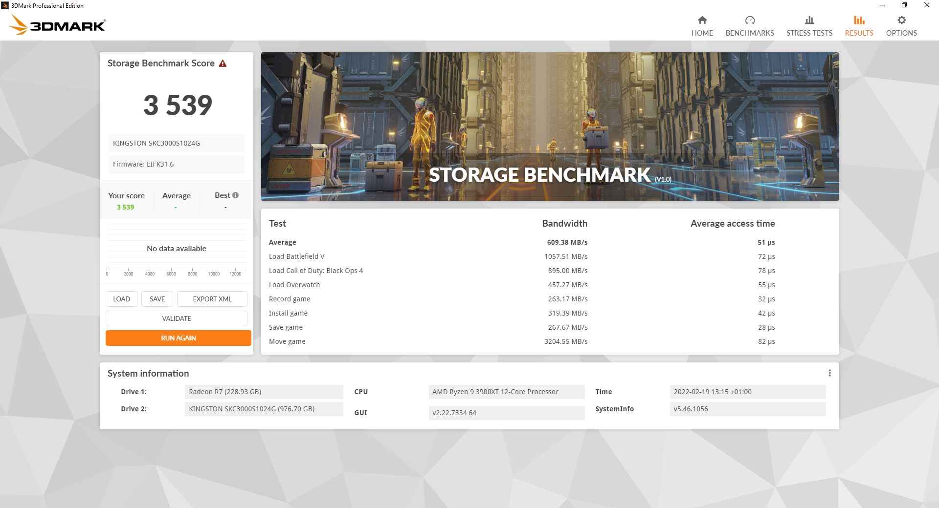Kingston KC3000 1 TB - 3DMark Storage