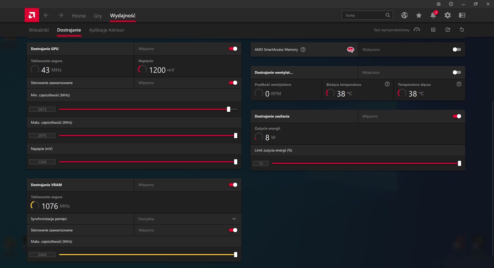 ASUS Radeon RX 6500 XT Tuf Gaming OC - podkręcanie