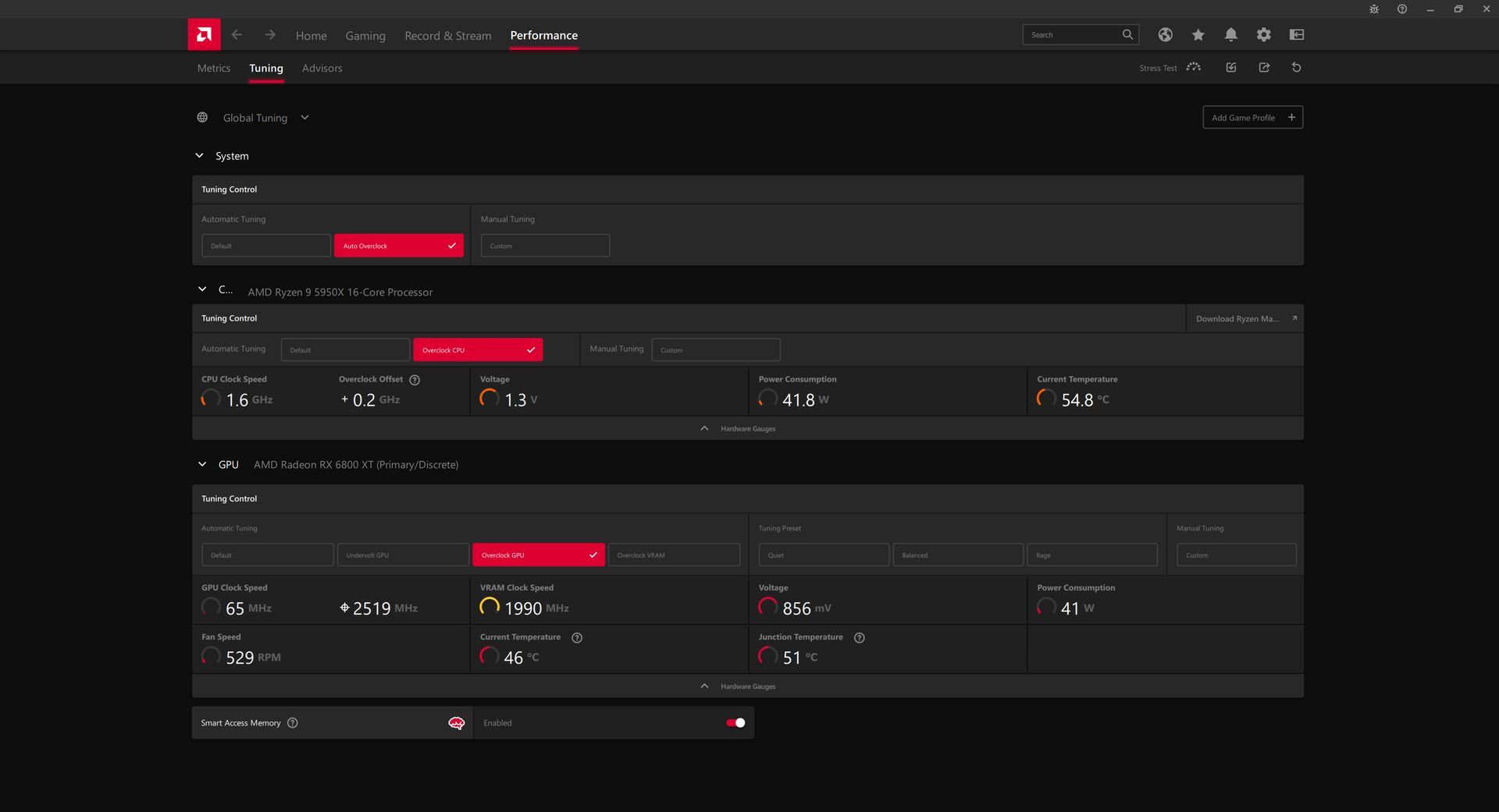 AMD Radeon Software - podkręcanie
