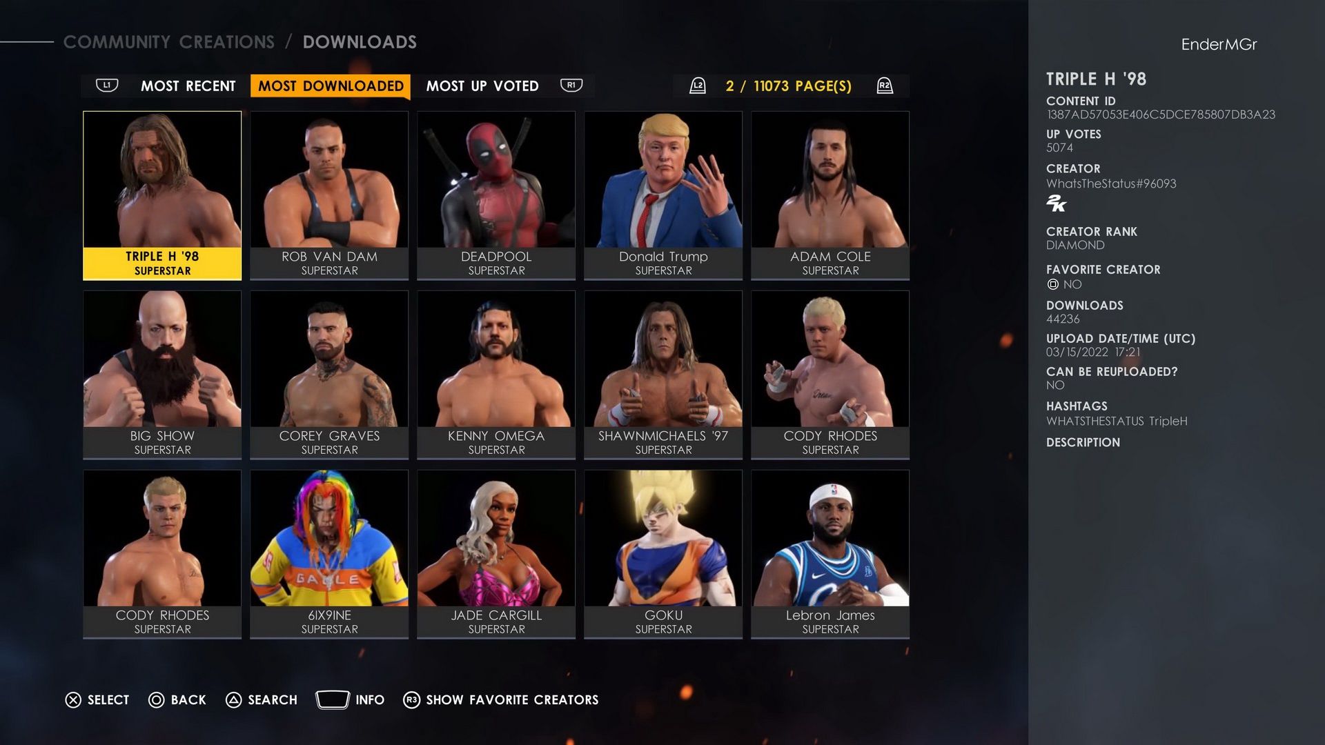 WWE 2K22 - modele stworzone przez graczy
