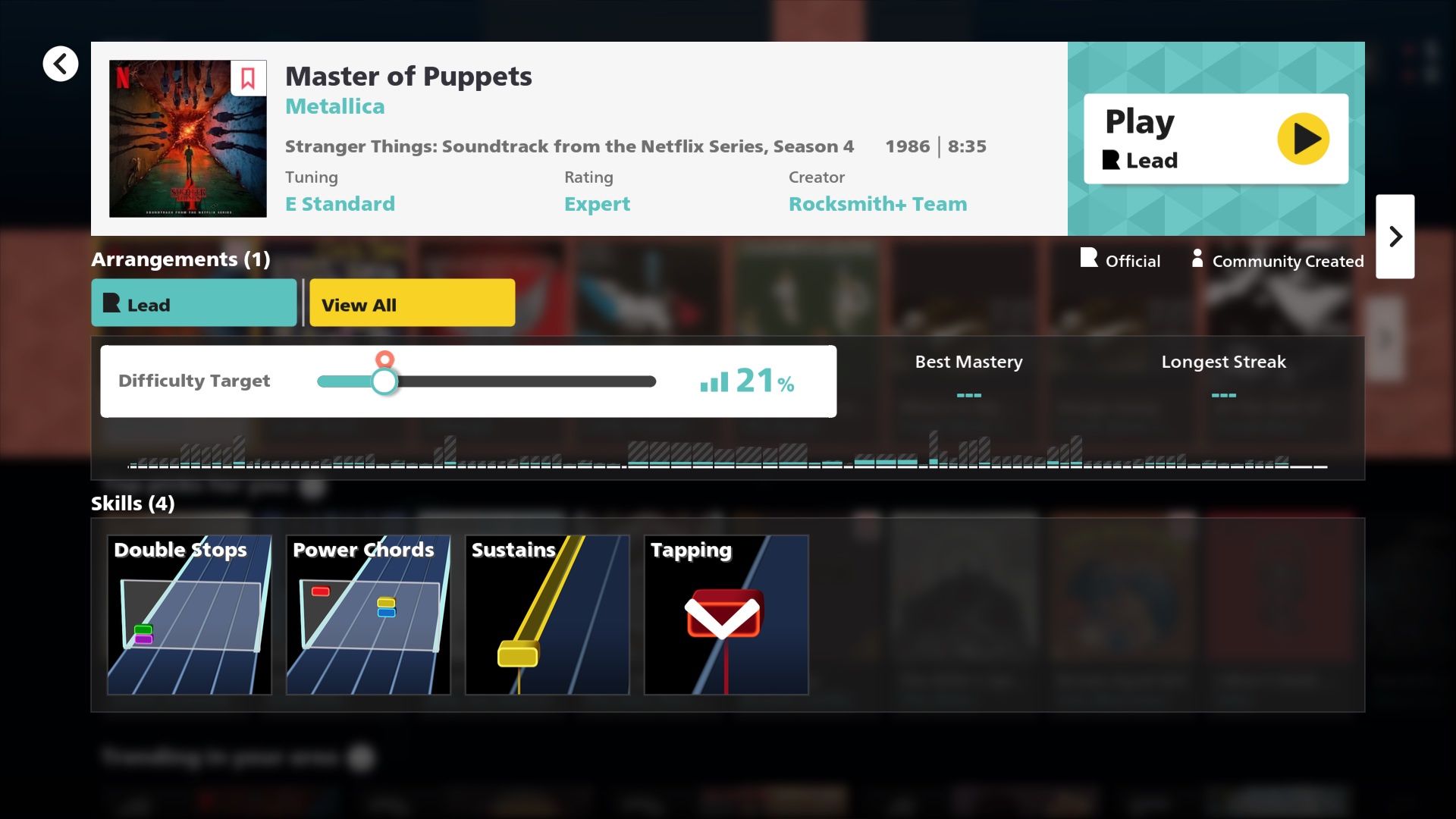 Rocksmith+ -Master of Puppets,ze Stranger Things