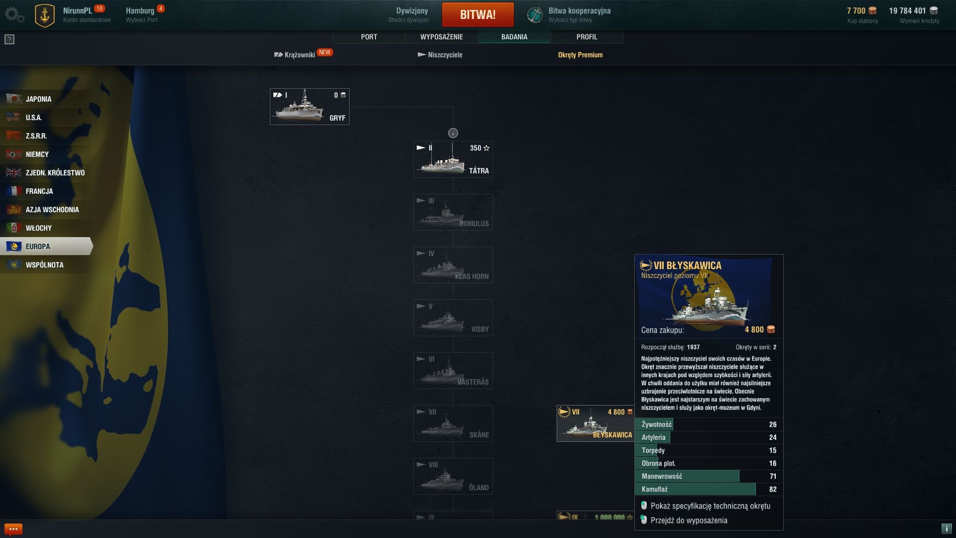 World of Warships - rodzaje okrętów i ORP Błyskawica