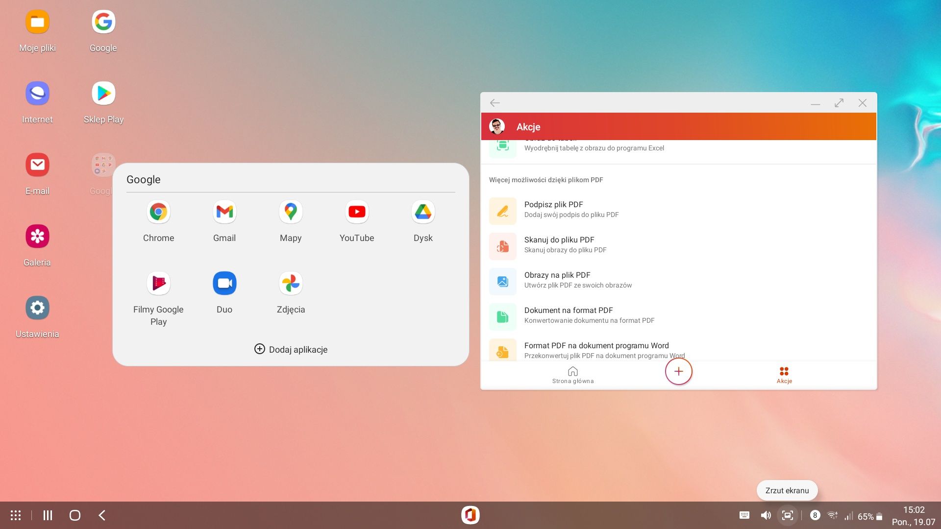 Natec Falcon - widok ekranu Samsung Dex