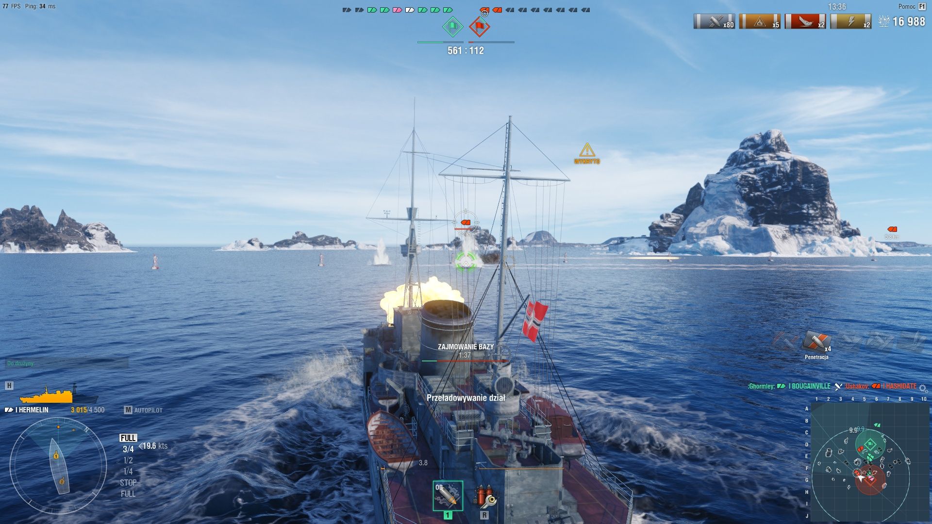 World of Warships - penetracja wrogiego okrętu