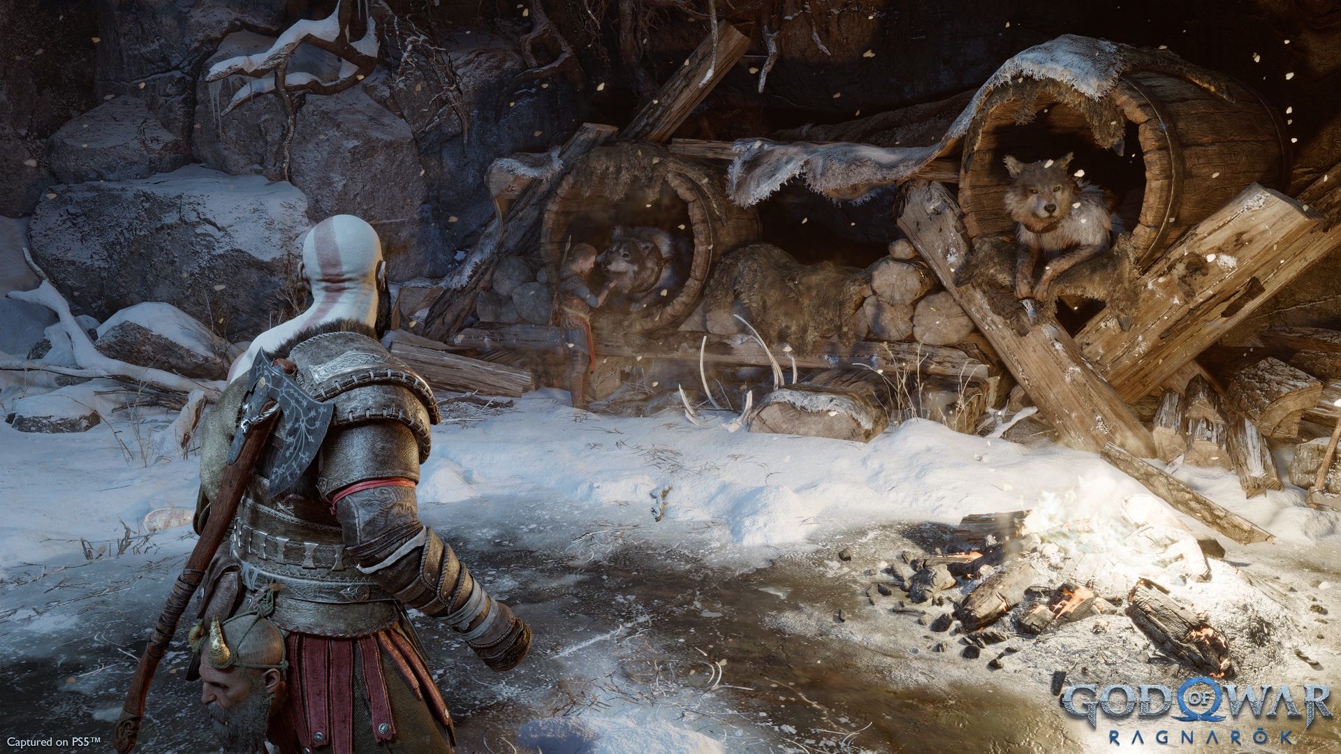 God of War: Ragnarok - Kratos i wilki