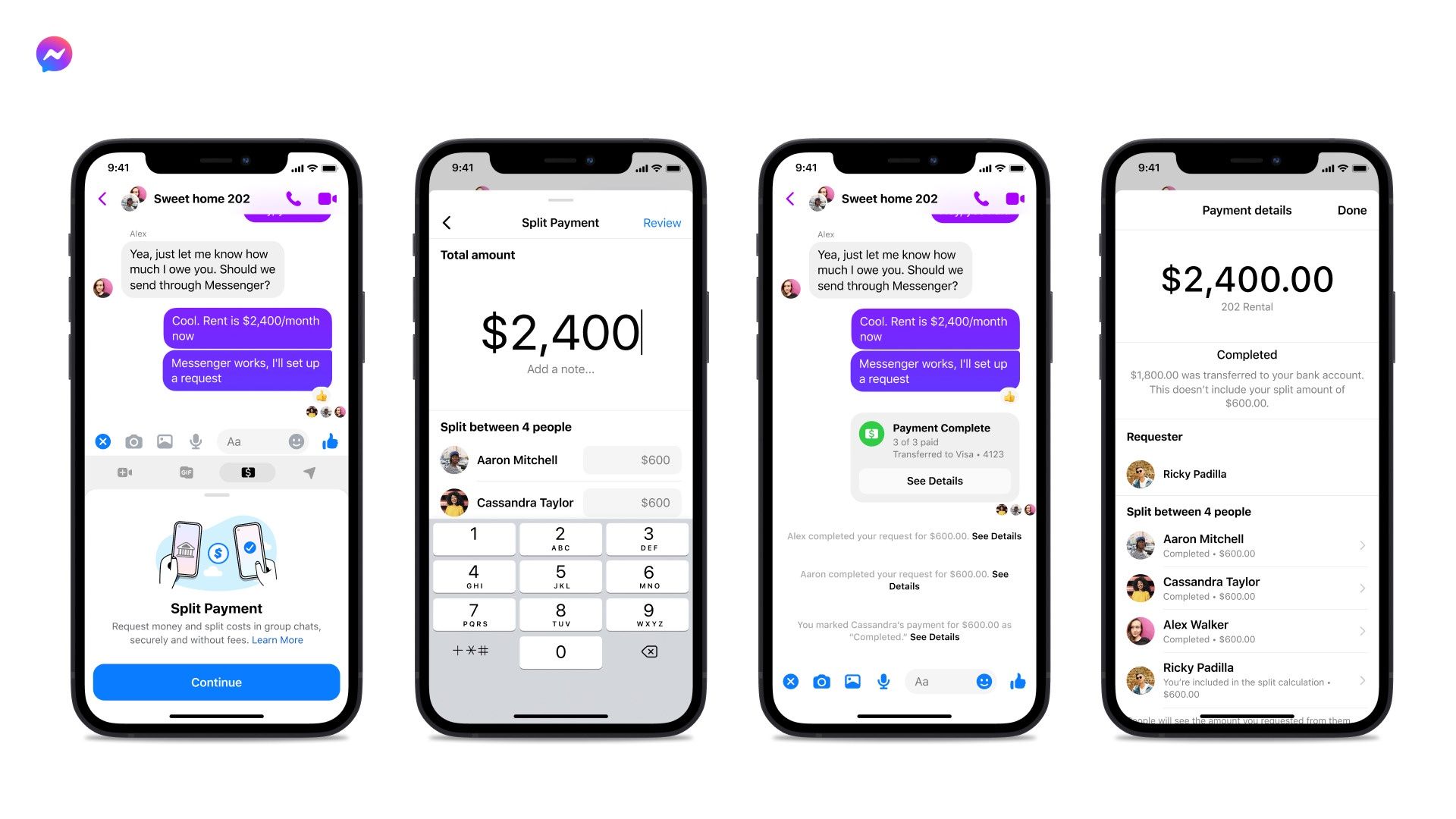 Messenger nowa funkcja Split Payments