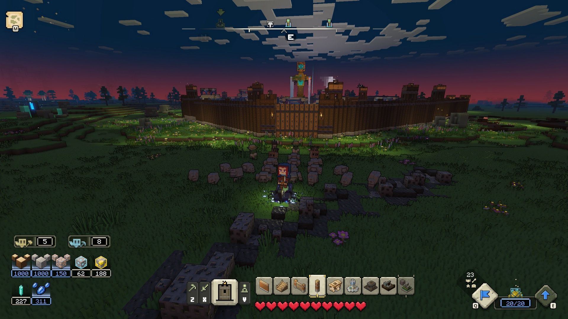 Minecraft Legends - armia przed bramą osady