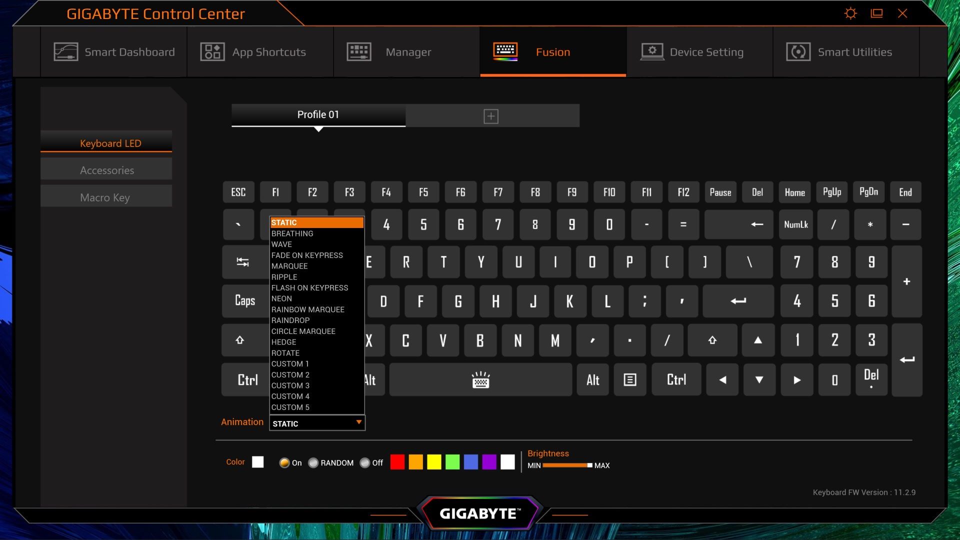 Gigabyte AERO 17 HDR YC - ControlCenter RGB